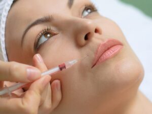 woman receiving injectable 